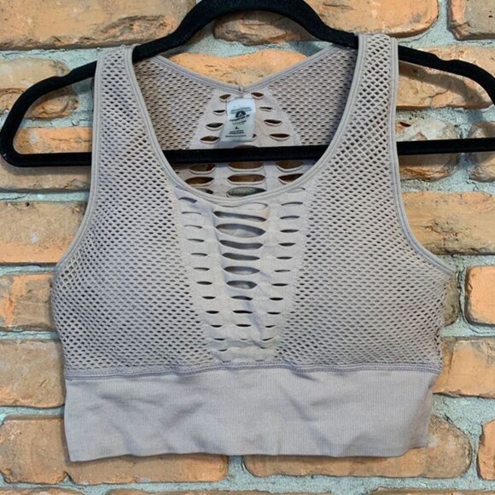 Mono B Taupe Mesh Sports Bra